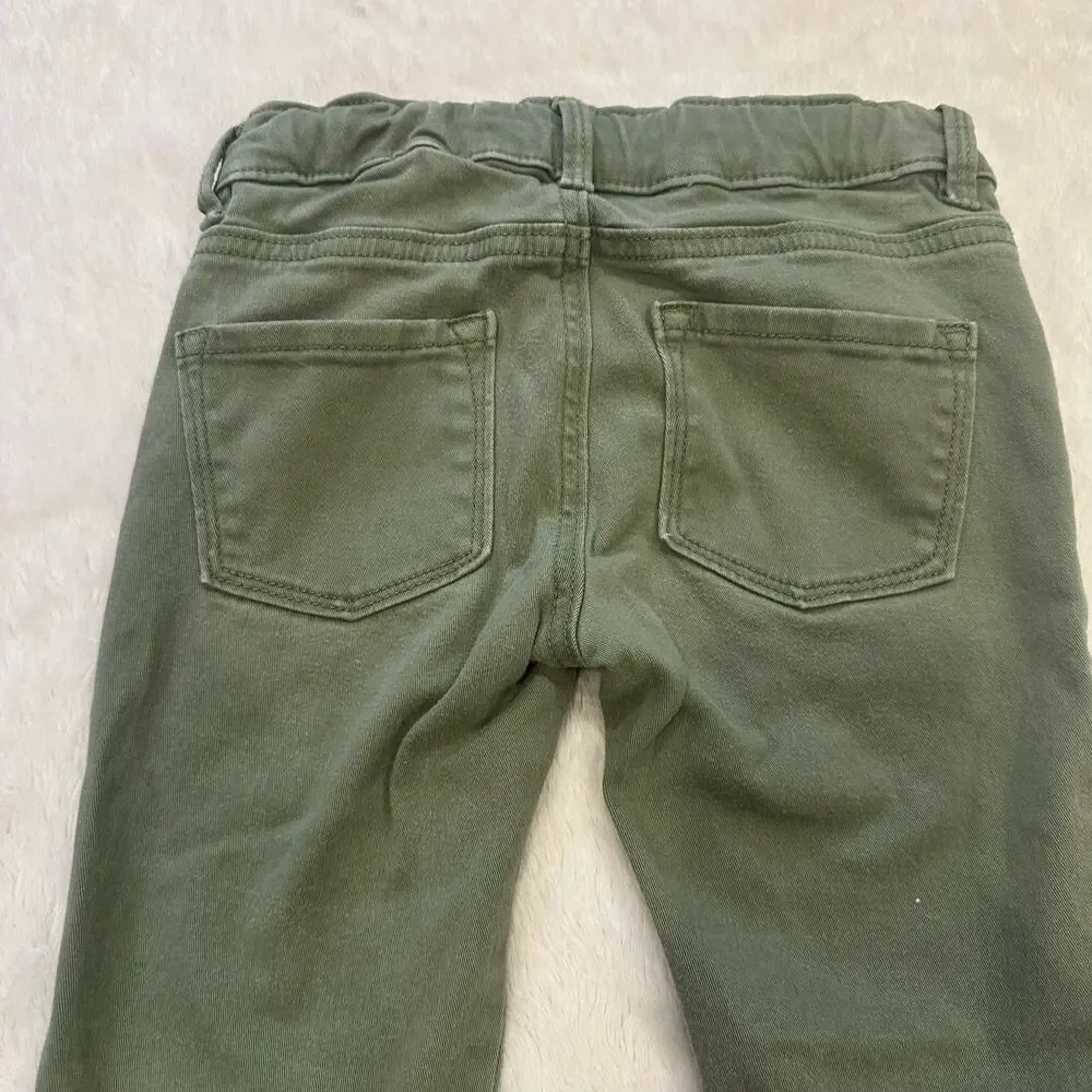 Girls Old Navy Army Green Rock Star Jeans sz 6 adjustable waist tabs